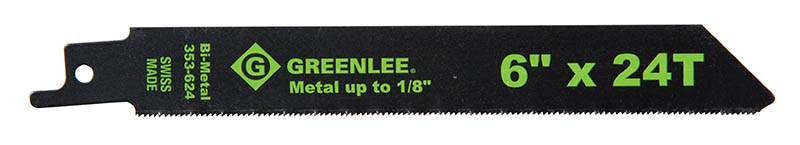 Reciprocating Saw Blades 6" x 3/4" x .35" (152mm x 19.05mm x 8.89mm) 24 Teeth per Inch. Progressive-pitch reciprocating saw blades cut a wide range of standard construction materials quickly and cleanly - regardless of thickness. Bi-metal construct...