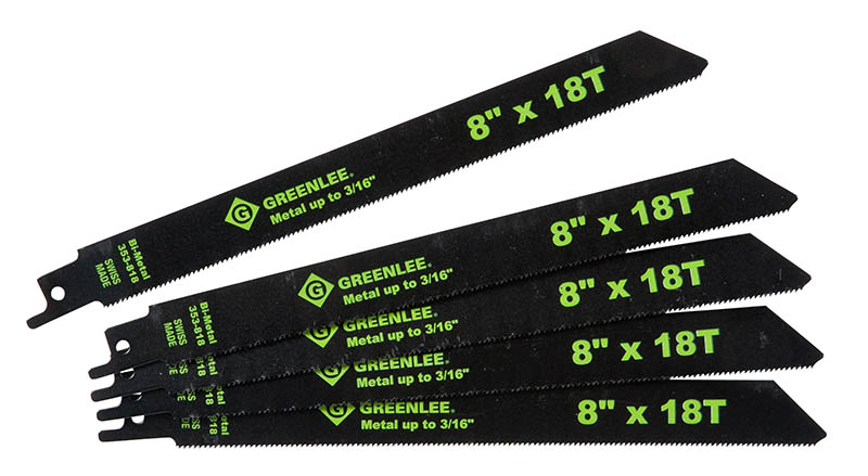 Product image for Greenlee 353-818 8 x 3/4 x 0.035" Bi-Metal Straight Back Reciprocating Saw Blade