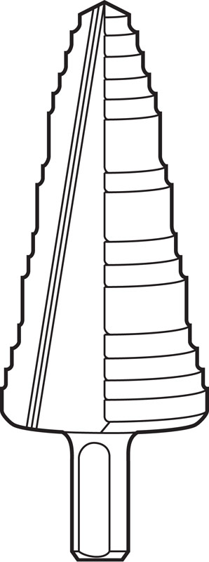 Product image for Greenlee 36022 1.28 x 3-3/8 Inch Steel Multi-Hole Knockout Split Tip Step Bit