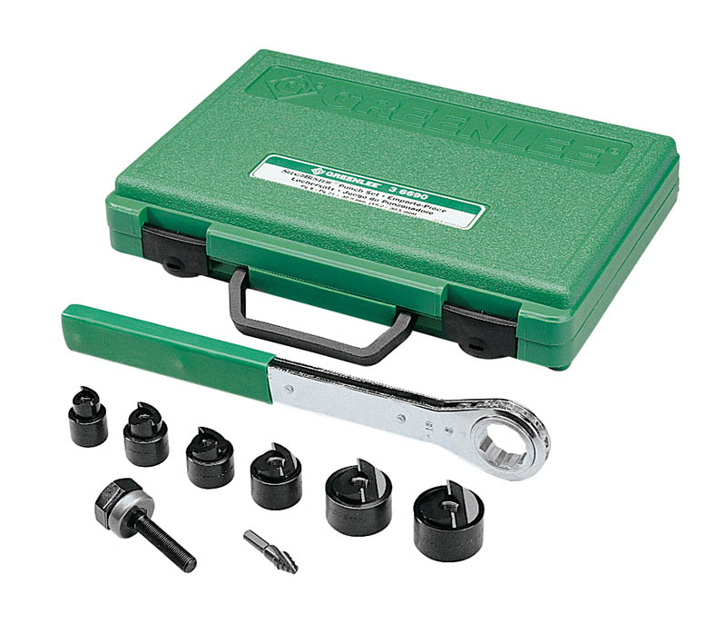 Product image for Greenlee 36690 Hexagonal Ratchet Knockout Punch Driver Kit