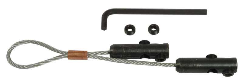 Use to pull in 2 IN (50.8 mm) or larger conduit.     Type of grip: Flexible eye 1/4 IN (6.4 mm-629) (6.3 mm-504) diameter galvanized steel aircraft cable connected to 2 cable receptacles with 5/8 IN (15.9 mm) diameter opening and 2 clamping set screws.     Select pulling grips with a maximum-rated capacity that meets or exceeds the cable puller's maximum pulling force.     Minimum cable diameter is 3/8 IN.