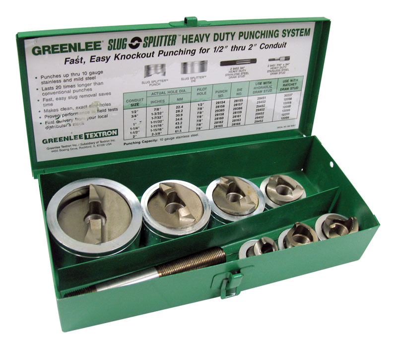 Product image for Greenlee 7307 1/2" to 2" Hydraulic Knockout Punch Driver Kit