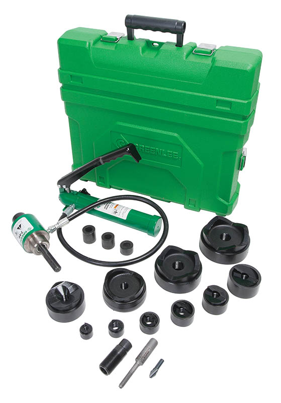 Greenlee 7908SBSP SPEED PUNCH Conduit Knockout Punch Kit with Quick Draw 90 hydraulic driver, 0.5 to 2 conduit size