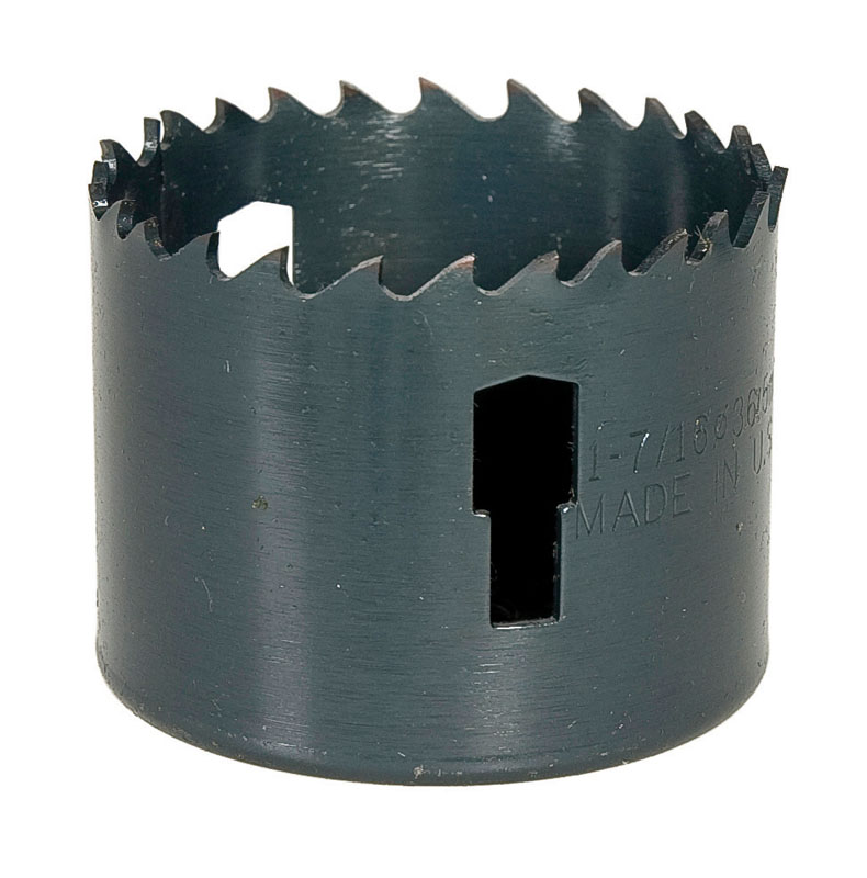 Bi-Metal Hole Saw, Actual Hole Size 1-1/2" (38.1 mm). Cut through steel, tin, aluminum, fiberglass, wood and plastic. Deep 1-5/8" (41.3 mm) cutting depth allows for cutting through 2" x 4" wood studs. Extra-tough bi-metal blade- we use the highest...