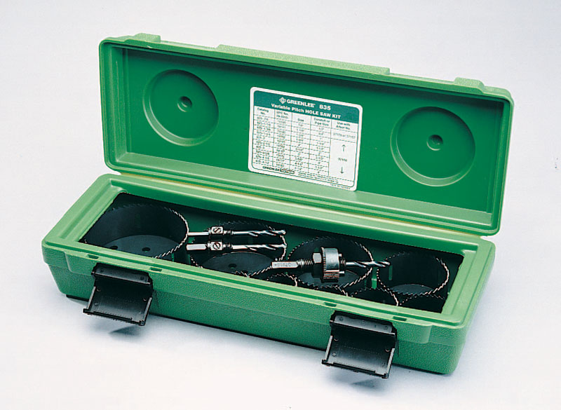 Product image for Greenlee 835 Electrician's Bi-Metal Hole Saw Kit, 1/2" thru 4", with Case