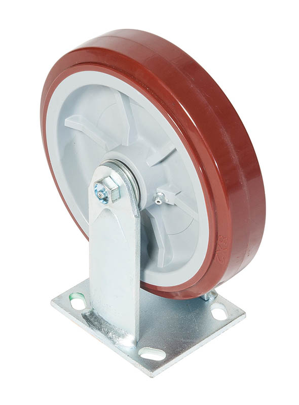 High performance caster balances high pay load with smooth, quiet operation.     Operates well on various hard surfaces with some obstructions.     Offers a softer tread for smoother travel while resisting flat spots and damage from debris.     Fits Greenlee GMX carts with quick change caster mechanism.     Ideal for construction sites or industrial applications were heavy loads are moved often.