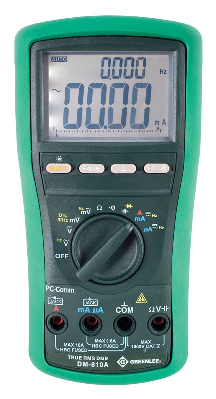 ESM™ Series Digital Multimeters.  True RMS for no-compromise accuracy.  Measures voltage, current,resistance, capacitance and frequency.  Tests continuity and diodes.  Backlit LCD with dual 10,000 count displays.  BeepJack™ warns when test leads are incorrectly inserted in current measurement terminals.  Automatic and manual range selection.  Relative offset mode to see changes in measurements.  Data hold.  Use optional USB interface DMSC-9U for direct-To-PC logging.  Lifetime limited warranty.     Accessories included: (1)9V battery, test leads, protective boot, carrying case.