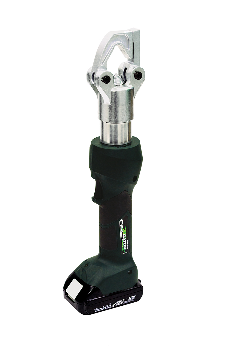 Gator® 6 Ton Indent Crimper EK6IDLX Bare Tool. Equipped with Bluetooth™ Communication enabled via the Greenlee Gator Eye app. Features LED display screen communicating pressure and battery levels as well as tool diagnostics with real-time tool feed...
