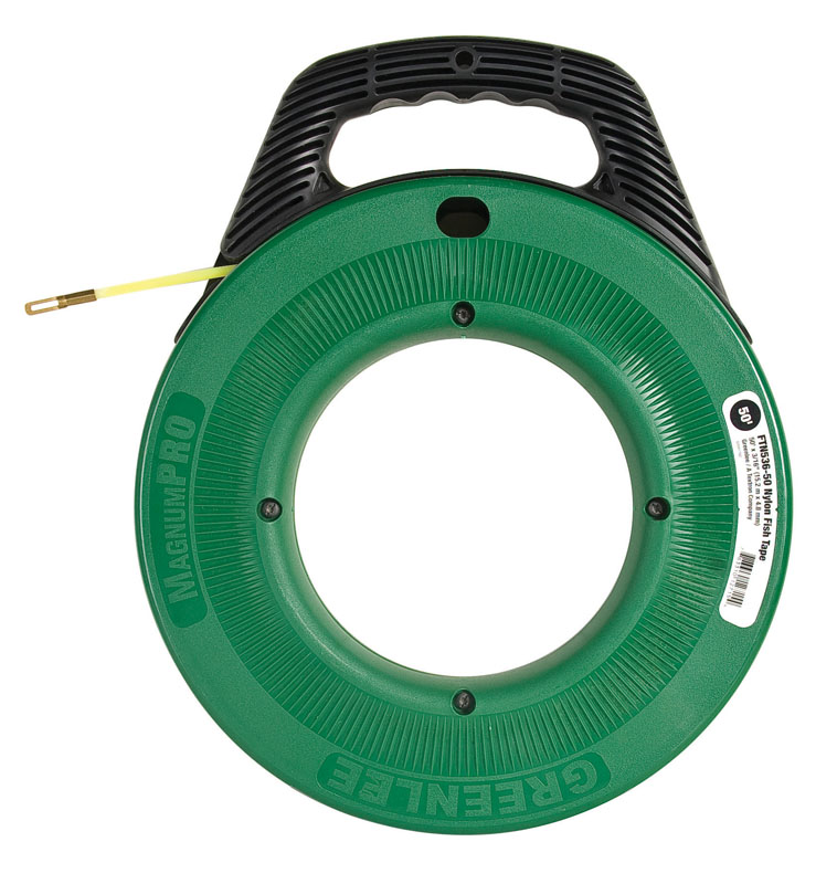 Product image for Greenlee FTN536-50 3/16" 250 lb Nylon Comfort Grip Handle Rugged Case Fish Tape