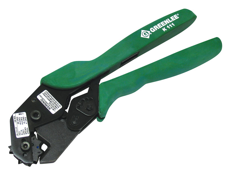 Product image for Greenlee K111 10" 8 to 1 AWG Copper Full Cycle Ratchet Crimping Tool
