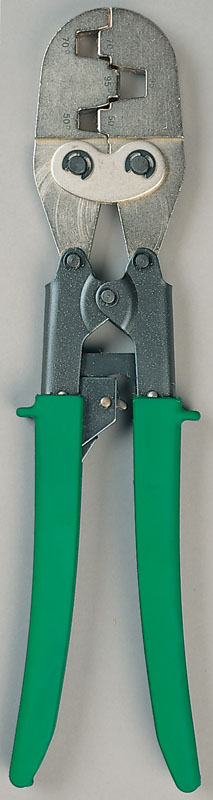 Makes trapezoidal crimps withfull-cycle ratchet mechanism to assure complete crimps