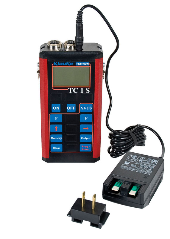 Electronically measures the force output of crimping tools.     Data can be transferred to computer files to develop tool histories.     To take measurements, one TC Kit, one tool adapter and one sensor are required.     TC1 is battery powered and can be used in remote locations.     Includes TC1 measuring unit, battery charger and carrying case.