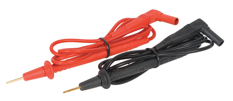 39 IN (1 m) long flexible silicon insulated wire.     Right-angle meter plugs.     Comfort-grip over molded probes.     Gold plated tips for low contact resistance.     Set of 2 leads, one black, one red.     Measurement Category IV, 1000V per UL-61010.     Maximum current 10 amps.     Lifetime Limited Warranty.