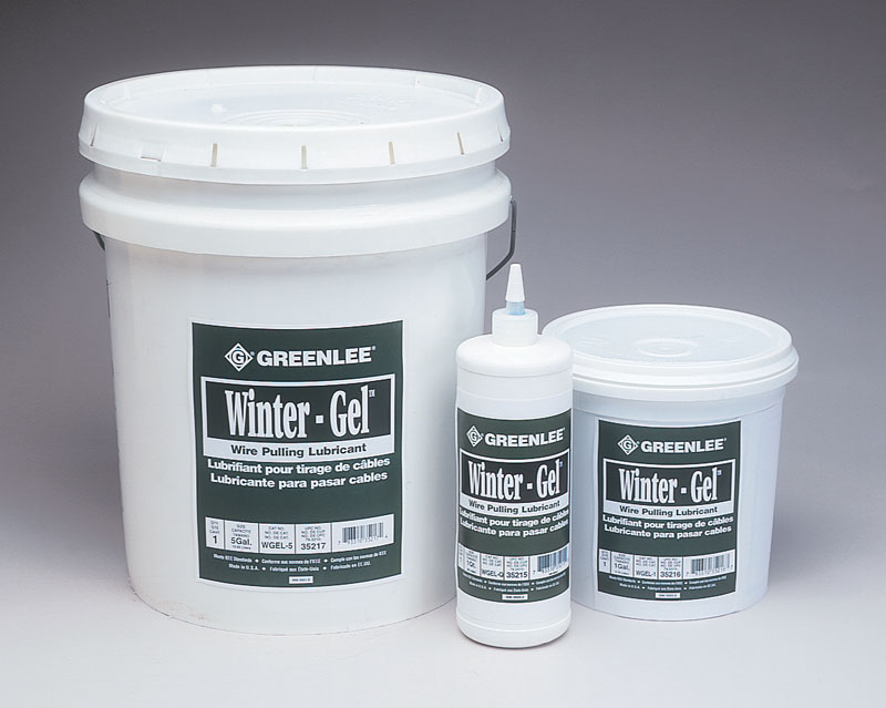 Winter-Gel Lube will not freeze until -25°F (-31°C).  Reduces friction for easy pulling.  Compatible with all cable insulation types.  Cleans up quickly and easily.  High lubricity.  Can be used all year long.  Environmentally safe.