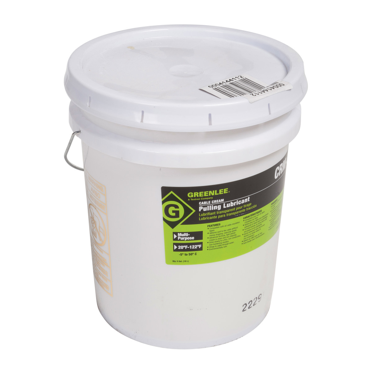 Cable-Cream™ Pulling Lublicant 5 Gallons. Advanced formula, light yellow cream makes pulling faster and easier. Compatible with all cable insulation types. Dries slowly to a thin, non-conductive, non-hardening residue. Adheres well to the cable without messy dripping. Reduces waste. Cleans up easily. Non-staining. Won't break down or separate after exposure to freezing cold or blistering heat. Environmentally safe/non-hazardous.