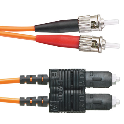 Product image for Panduit F6E2-10M5Y Multimode Duplex Patch Cord, 1.6mm Jacketed Cable (two St Connectors On One End And One Duplex Lc Connector On The Other End) . 62.5/125m.