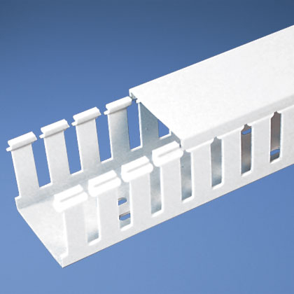 Product image for Panduit G.5X4WH6 Wide Slotted Wiring Duct, PVC, .5" x 4" x 6ft, White