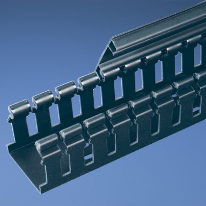 Product image for Panduit H1.5X3BL6 Hinged Cover Wide Slot Duct, Blackack, PVC, 1.5"x 3"