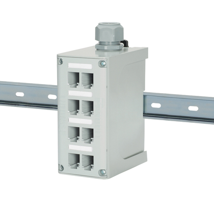 Product image for Panduit FDME8RG Mini-Com&#174; 8-port DIN Ra