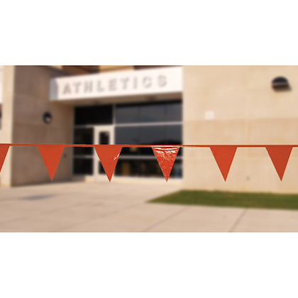 Product image for Panduit PBB0025 60ft Pennant Flag Tapes Used To Surround, Blackock Off, And Warn Of Hazardous Areas, 36 Polyethylene Plastic Pennant Flags (9in X 12in) Sewn Onto Durable Cord, Approximately 66"