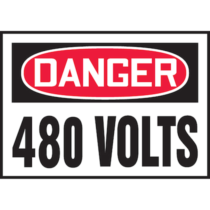 Product image for Panduit PLVS0305D3175 Safety Label, 3.50" x 5.00", DANGER 480 VOLTS, Outdoor Durability 5-7 years