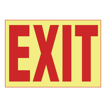 Product image for Panduit PPS1014G002 Adhesive Sign, PhotoLuminescent, 'EXIT', 14"x10", 1 sgn/cd, 1 cd/pk, RD/WH