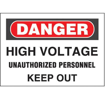 Product image for Panduit PPS0710D75 10 x 7 Inch Polyester Legend Danger High Voltage Unauthorized Personnel Keep Out Adhesive Sign