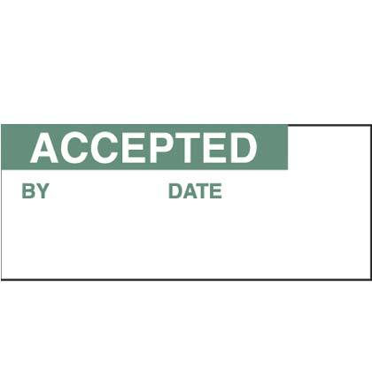 Product image for Panduit PCWL-ACC Write-On Label, Vinyl Cloth, 'Accepted', 1.50" x 0.63", 14 pc/cd, 25 cds/pk, GR/WH