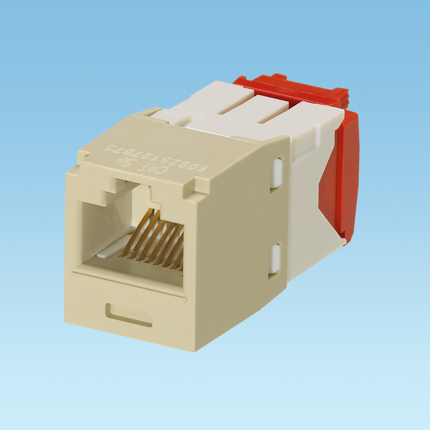 Product image for Panduit CJ5E88TGEI UTP RJ45 Cat 5e TG Jack Module, Electric Ivory