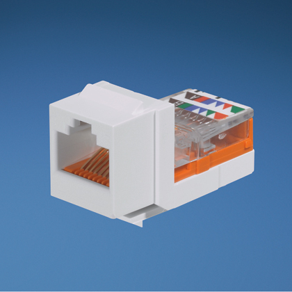 Product image for Panduit NK5E88MWHY NetKey Cat 5e Leadframe Jack, White