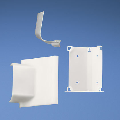 Product image for Panduit WCM35TR70IW Low profile transition fitting. Used to transition from cove raceway to T-70.