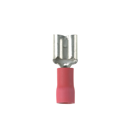 Product image for Panduit DVF18-187-CY Female Disconnect, Vinyl Barrel Insulated, 22 - 18 Awg, .187 X .032 Tab Size, Funnel Entry