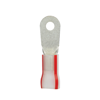 Product image for PANDUIT PK8-56R-T Ring terminal, #8 AWG, KYNAR insulated, 5/16" stud size.