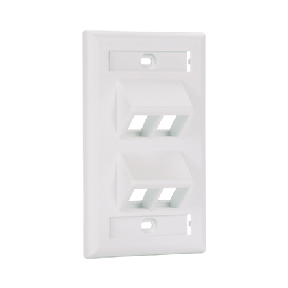 Product image for Panduit NK4VSFWH Faceplate, 4-Port, Vertical Sloped, White, Labels