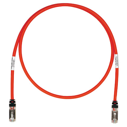 Product image for PAN STP6X28RD Copper Patch Cord, Cat 6A, 28ft, RD