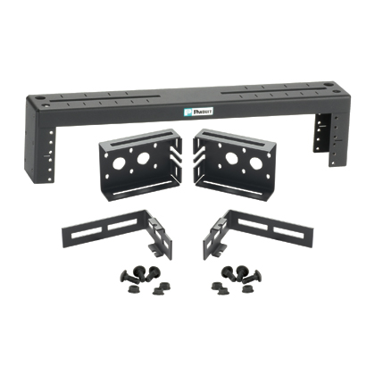 Product image for Panduit PZLRB2U Overhead Distribution Rack, 2-Post, 2RU, #12-24 Threaded E-Rails, Black