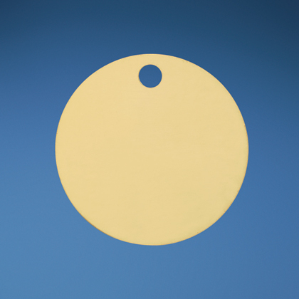 Product image for Panduit MTB213D-Q Marker Tag, Brass, Circle, 1 Hole, 2.13" (54mm) x .015" (.38mm)