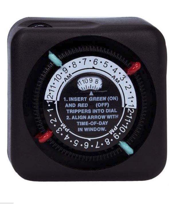 24-HOUR OUTDOOR MECHANICAL PLUG-IN TIMER- Plug-in timer rated for installation into a Type 3R outdoor low voltage transformer enclosure. Simple implementation of ON/OFF schedule.