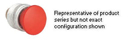 X SERIES - RED STANDARD HALF SHROUD PUSH BUTTON ASSEMBLY - DIAMETER1-3/8 INCH