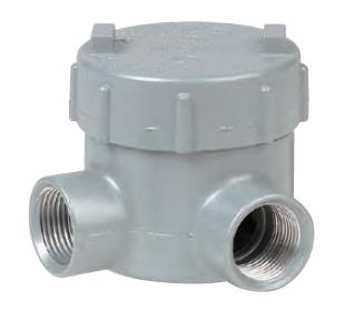 GEC SERIES - ALUMINUM OUTLET BODY WITH COVER AND 6-POINT TERMINAL BLOCK- L TYPE - HUB SIZE 1/2 INCH - VOLUME 19.0 CUBIC INCHES