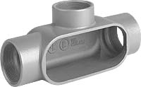 DURALOY 7 SERIES - ALUMINUM CONDUIT BODY - T TYPE - HUB SIZE 4 INCH -VOLUME 238.0 CUBIC INCHES