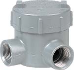 GES SERIES FITTINGS - ALUMINUM - L TYPE OUTLET BODY - HUB SIZE 1-1/4 IN- VOLUME 42.0 CU IN