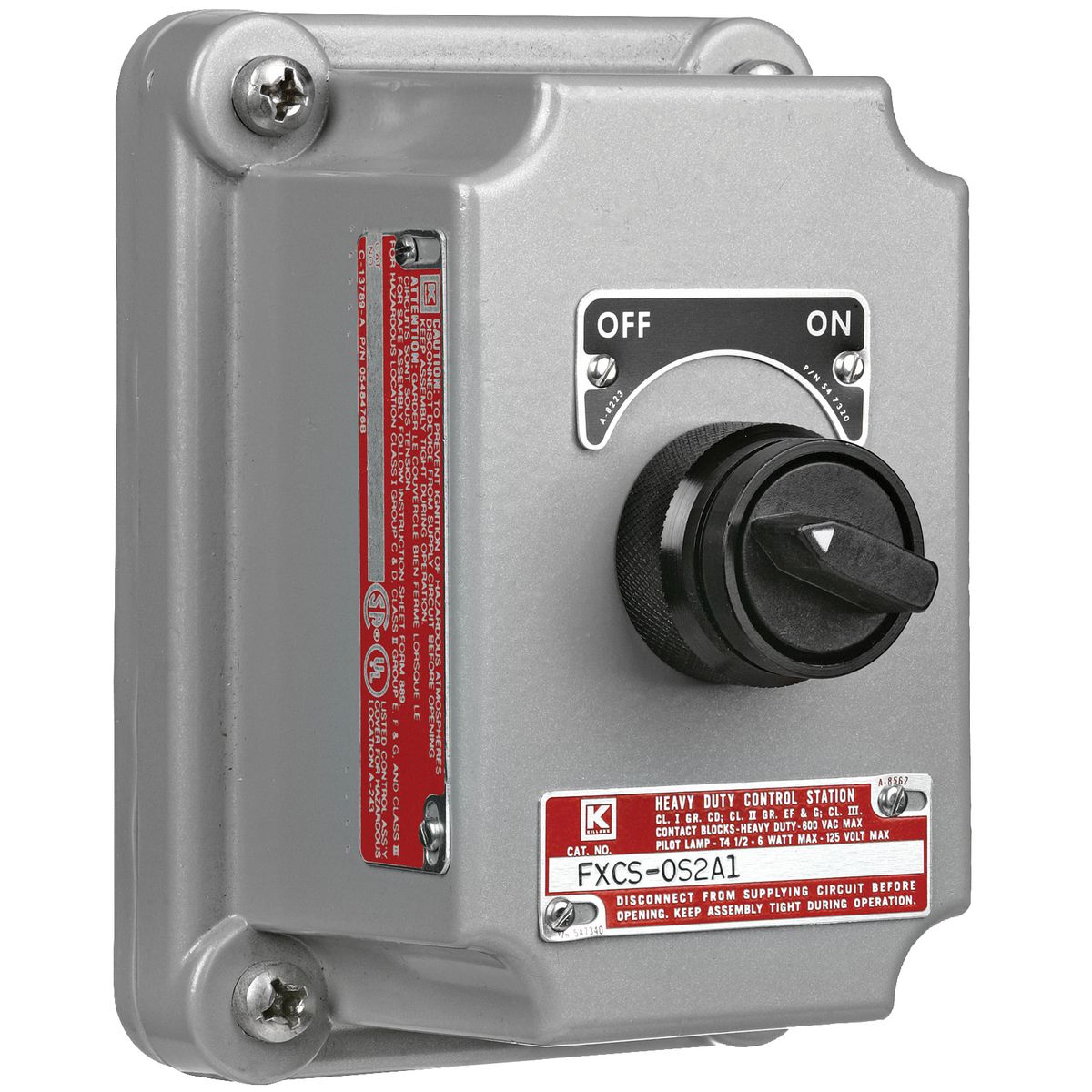 FXCS SERIES - ALUMINUM MAINTAINED CONTACT 2-POSITION SELECTOR SWITCHCOVER WITH DEVICE - FACTORY SEALED - 