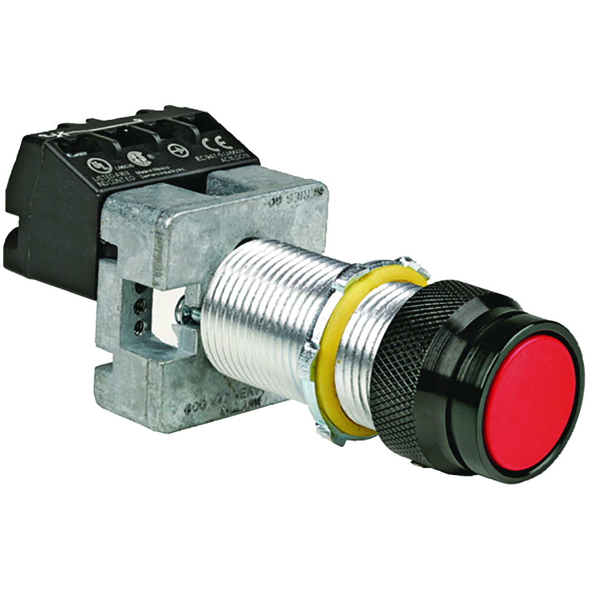 G SERIES - ALUMINUM SHORT MOMENTARY CONTACT SINGLE PUSH BUTTON OPERATOR- RED BUTTON WITH 