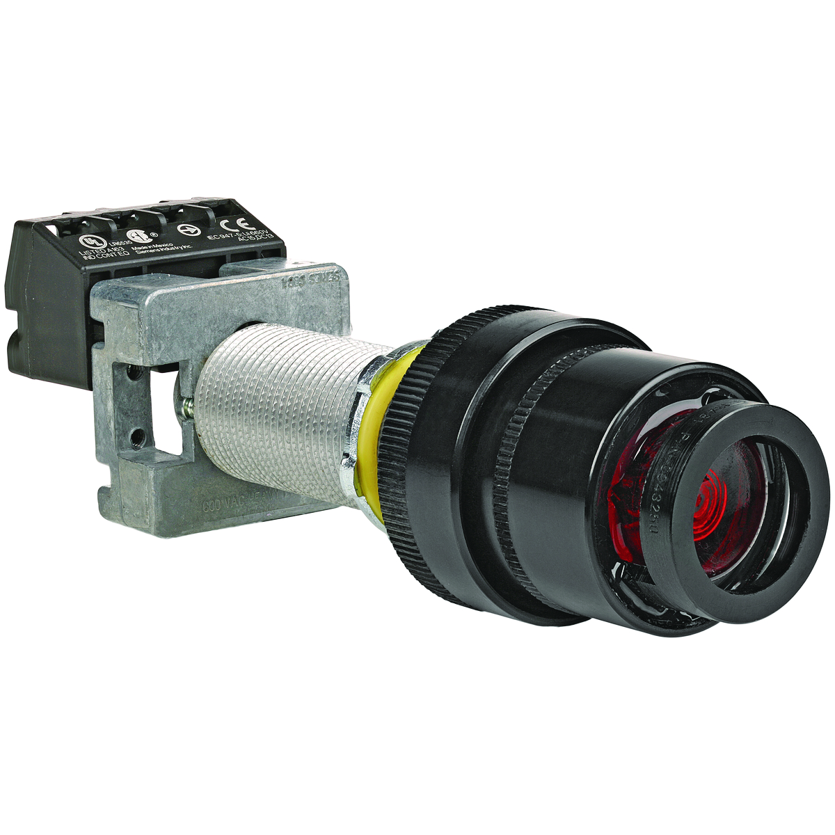 G SERIES - ALUMINUM LONG 110V LED ILLUMINATED PUSH BUTTON (PUSH TO TESTPILOT LIGHT) OPERATOR - RED LENS WITH BLANK NAMEPLATE - 1NO/1NC CONTACTRATING