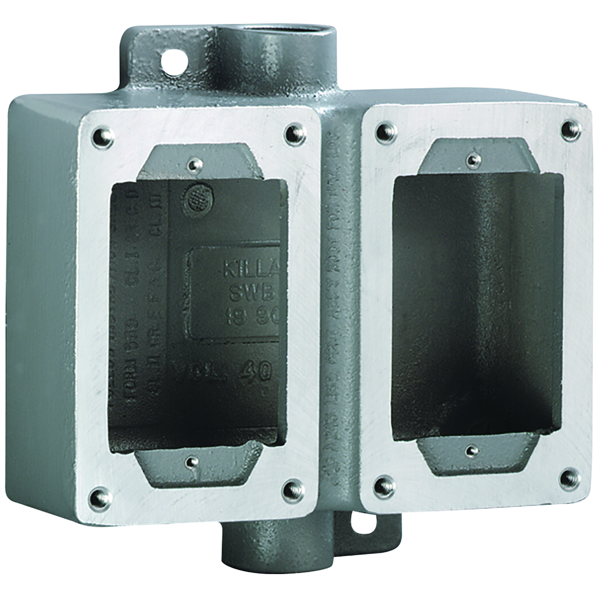 SWB SERIES - ALUMINUM FEED-THRU DOUBLE-GANG DEVICE BODY FOR USE WITHXCS/XS/XT COVER ASSEMBLIES - HUB SIZE 1 INCH