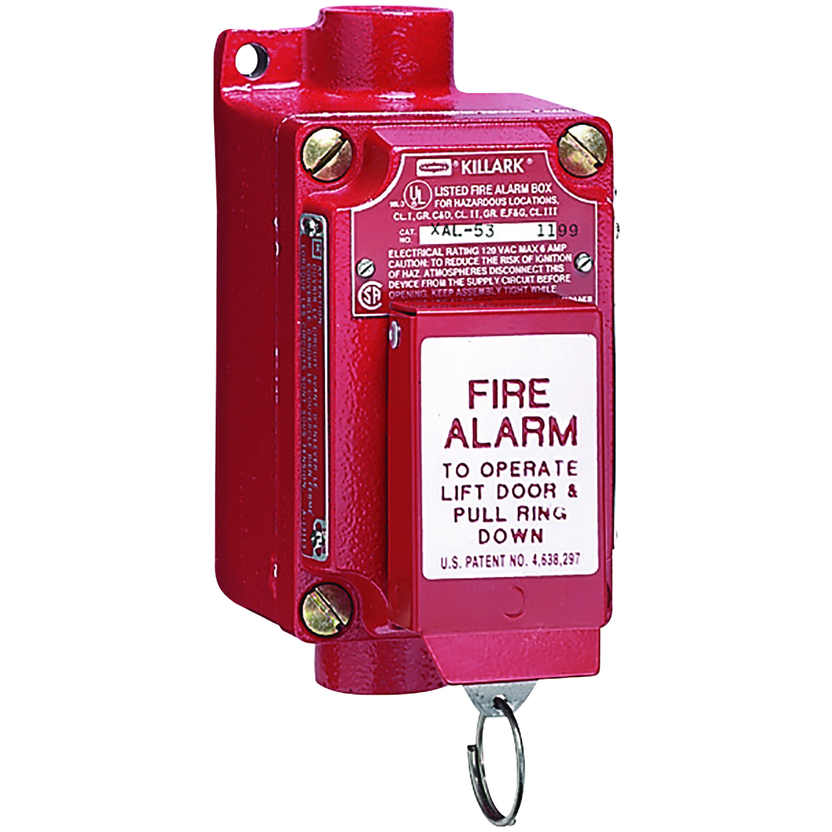 XAL SERIES - ALUMINUM FEED-THRU FIRE ALARM STATION WITH PULL-RINGACTIVATION - HUB SIZE 3/4 INCH - 2NO/2NC CONTACT RATING
