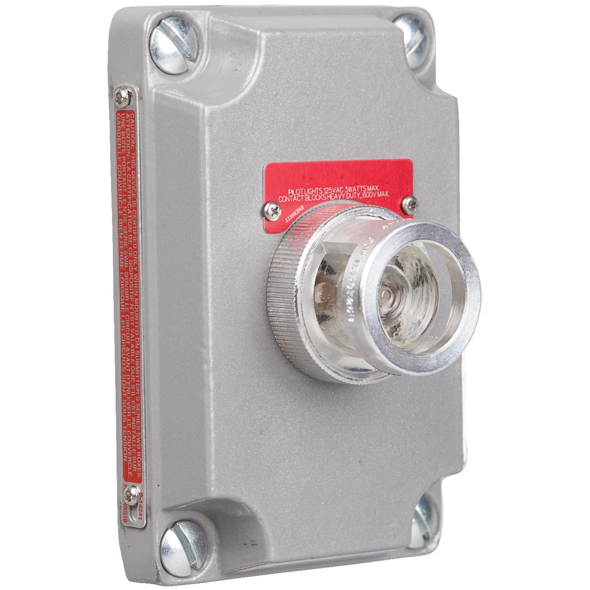 XCS SERIES - ALUMINUM 120V PILOT LIGHT COVER WITH DEVICE - CLEAR LENSWITH NAMEPLATE TO BE SPECIFIED