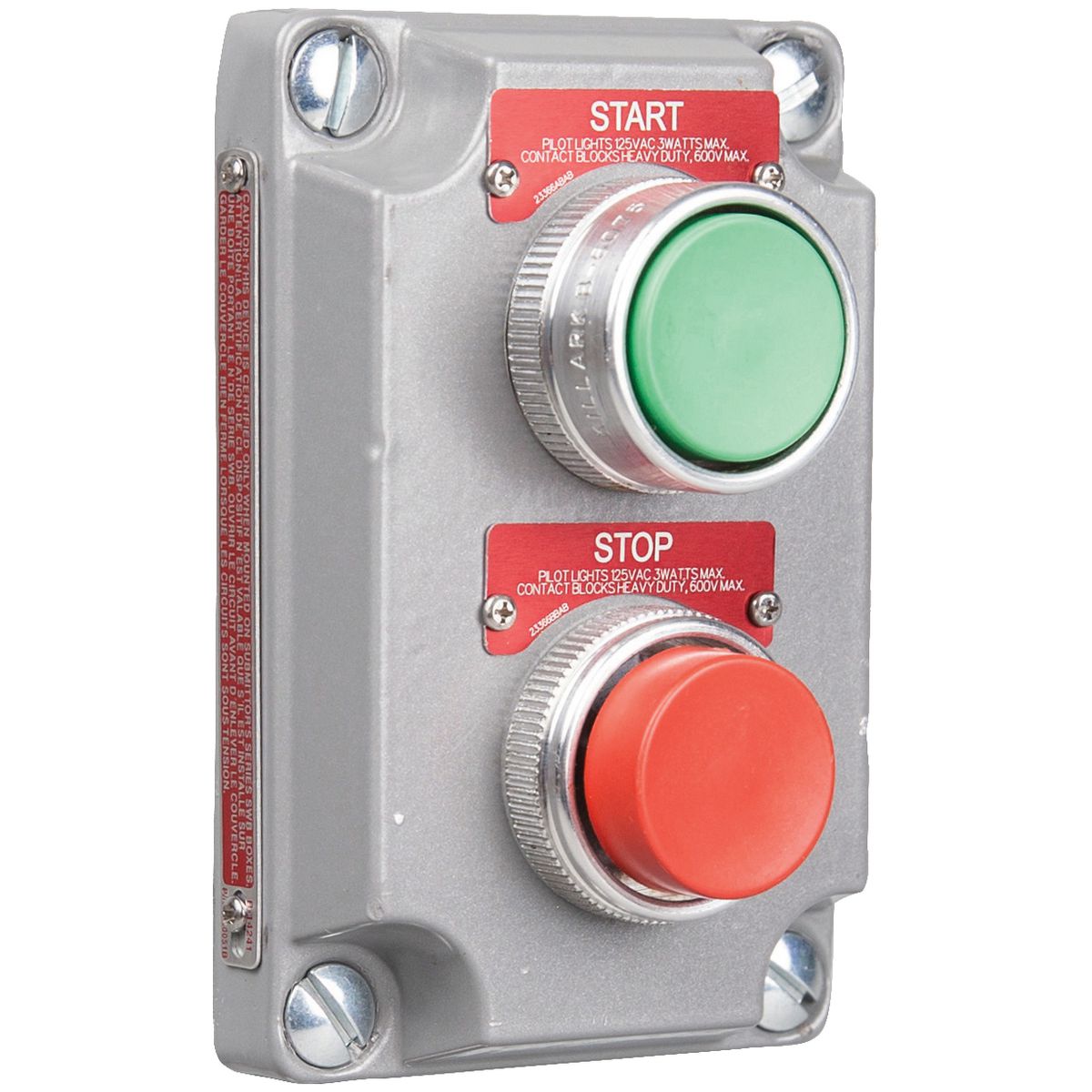 XCS SERIES - ALUMINUM MOMENTARY CONTACT DOUBLE PUSH BUTTON COVER WITHDEVICE - GREEN BUTTON WITH 