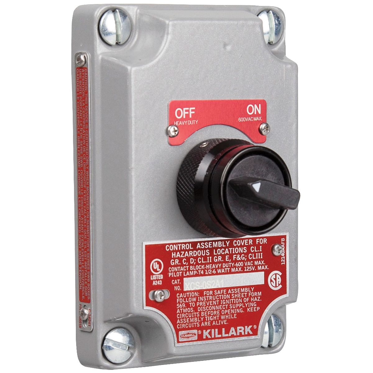 XCS SERIES - ALUMINUM MAINTAINED CONTACT 2-POSITION SELECTOR SWITCHCOVER WITH DEVICE - 
